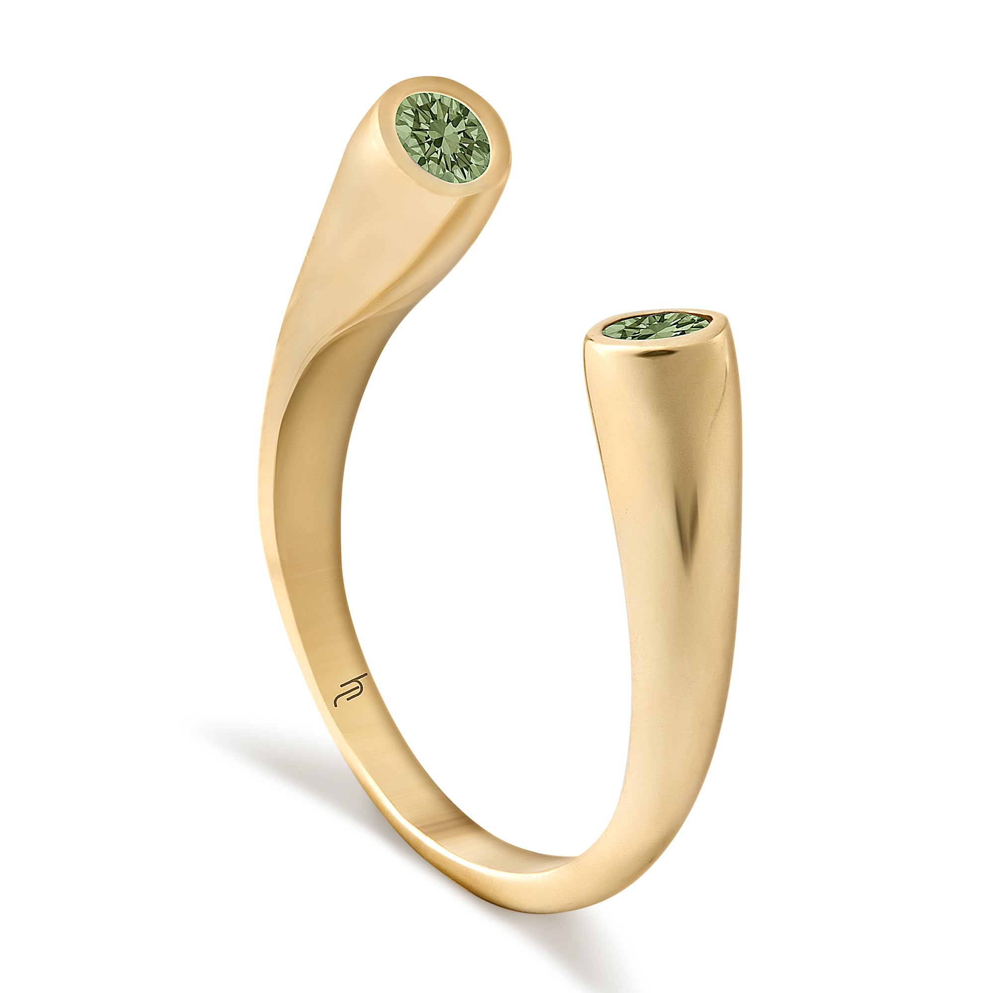 Tube Ring with Green Sapphire image 1