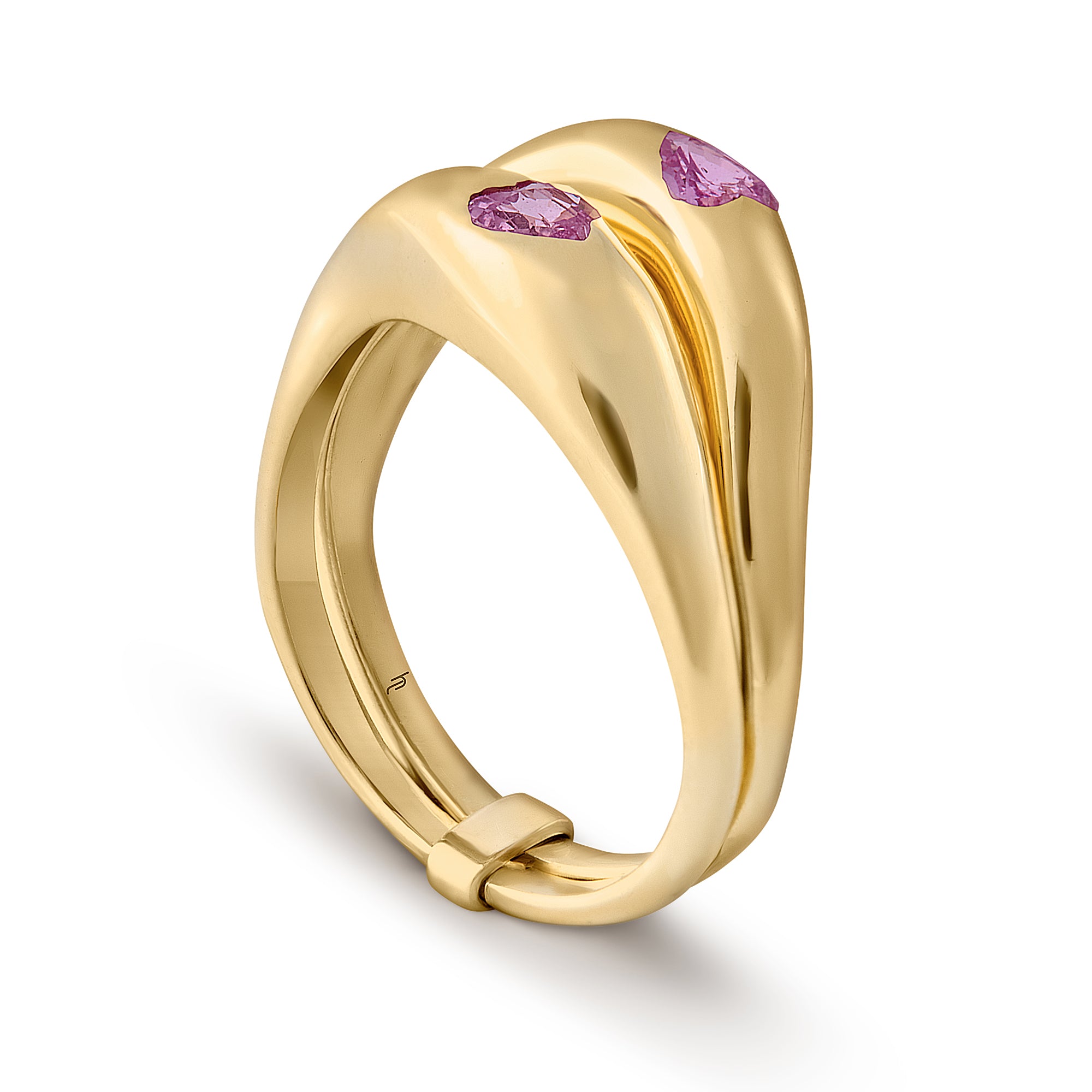 Double Love with Pink Sapphire Hearts image 1