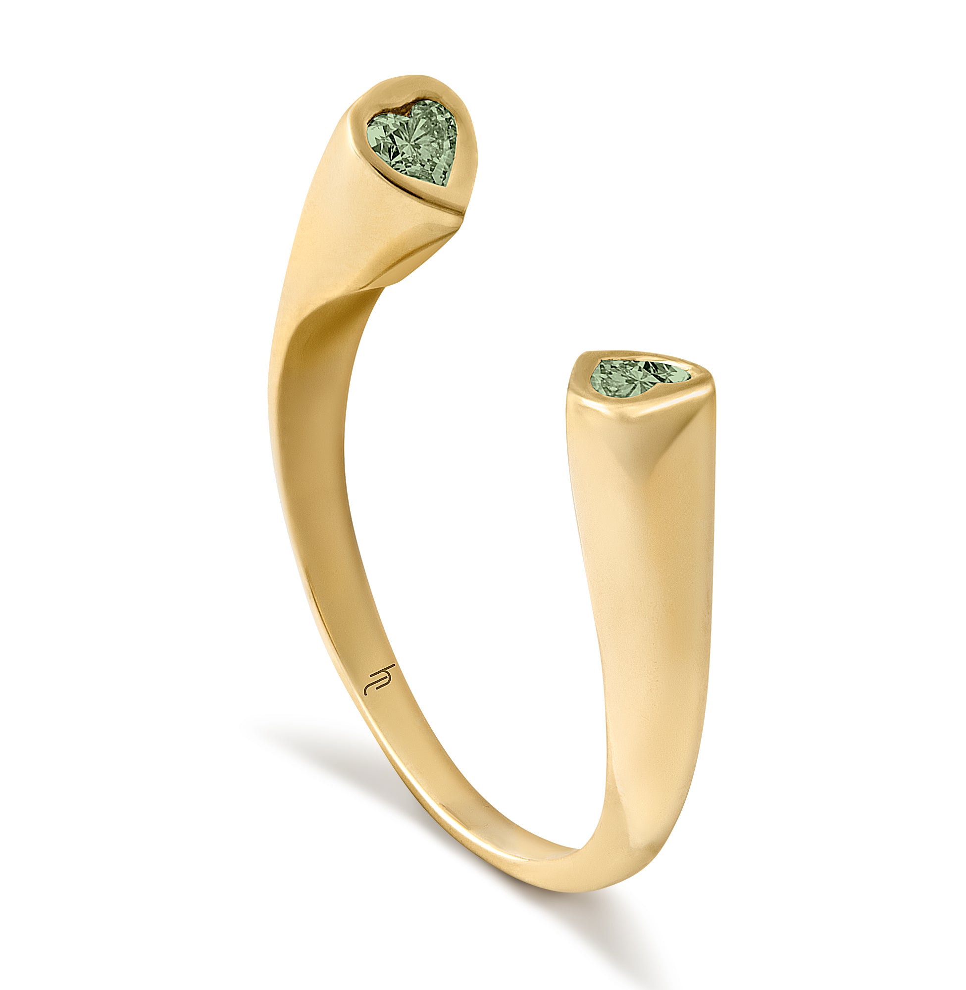 Love Tube Ring with Green Sapphire image 1