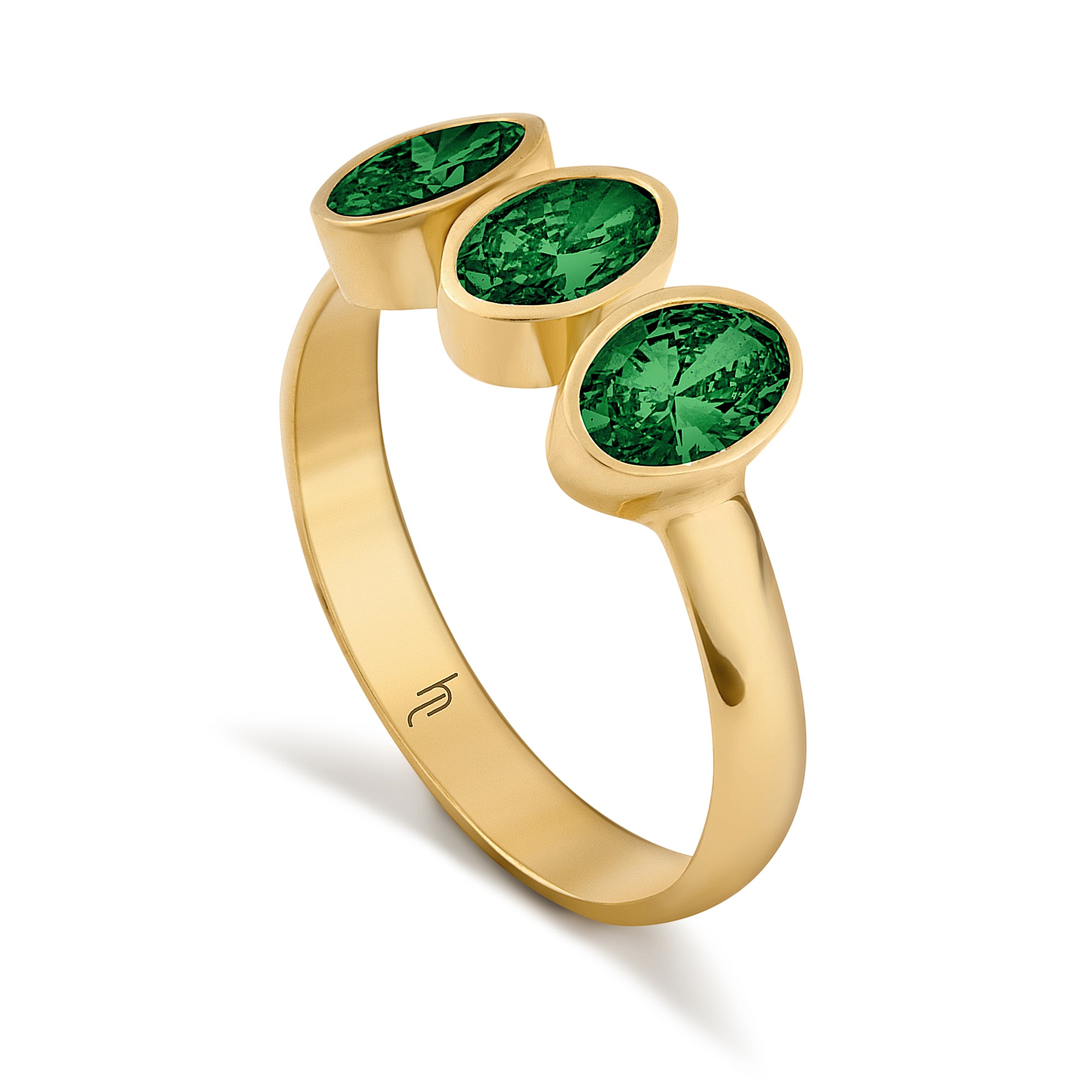 Triple Oval Bezel with Tsavorite Garnet image 1