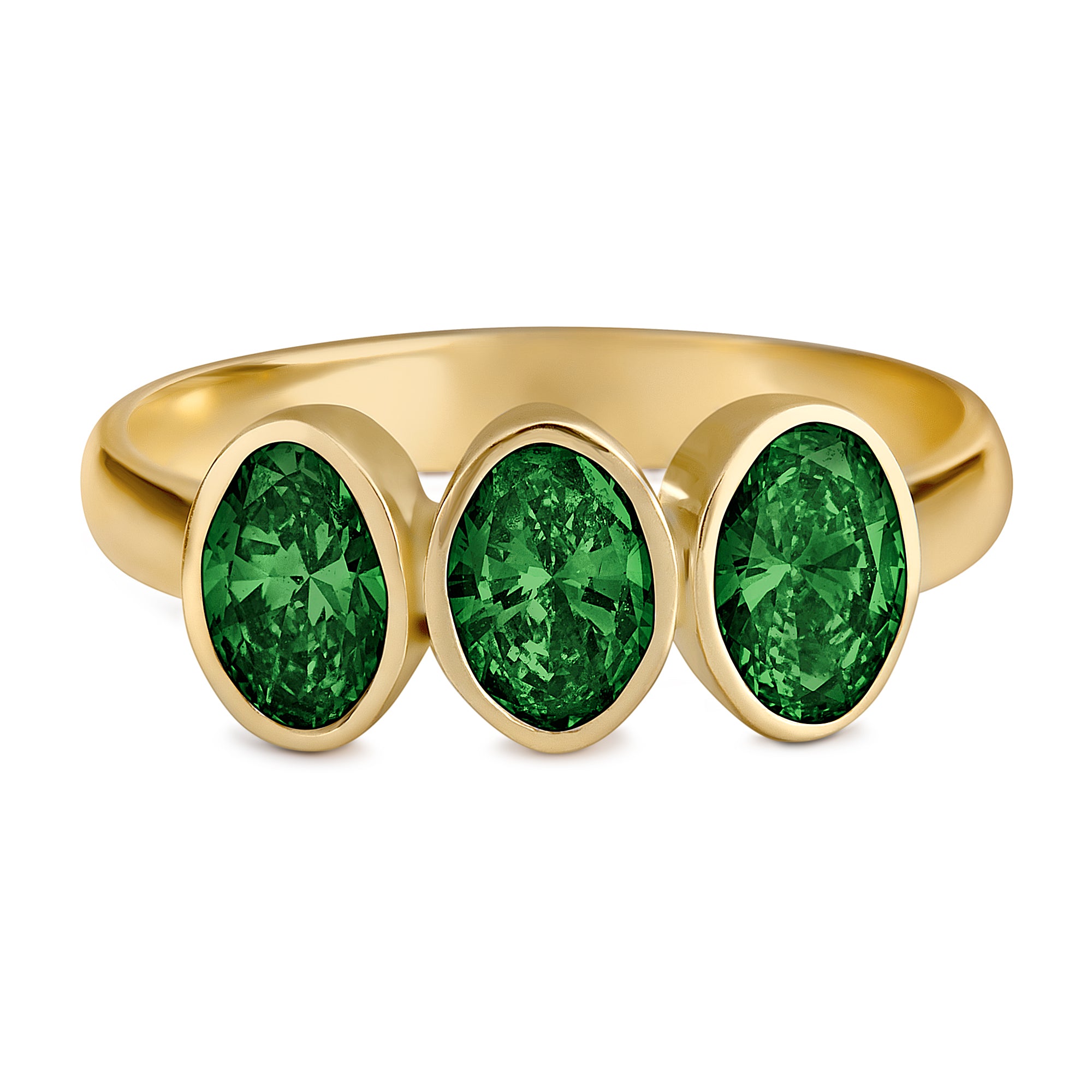 Triple Oval Bezel with Tsavorite Garnet image 0