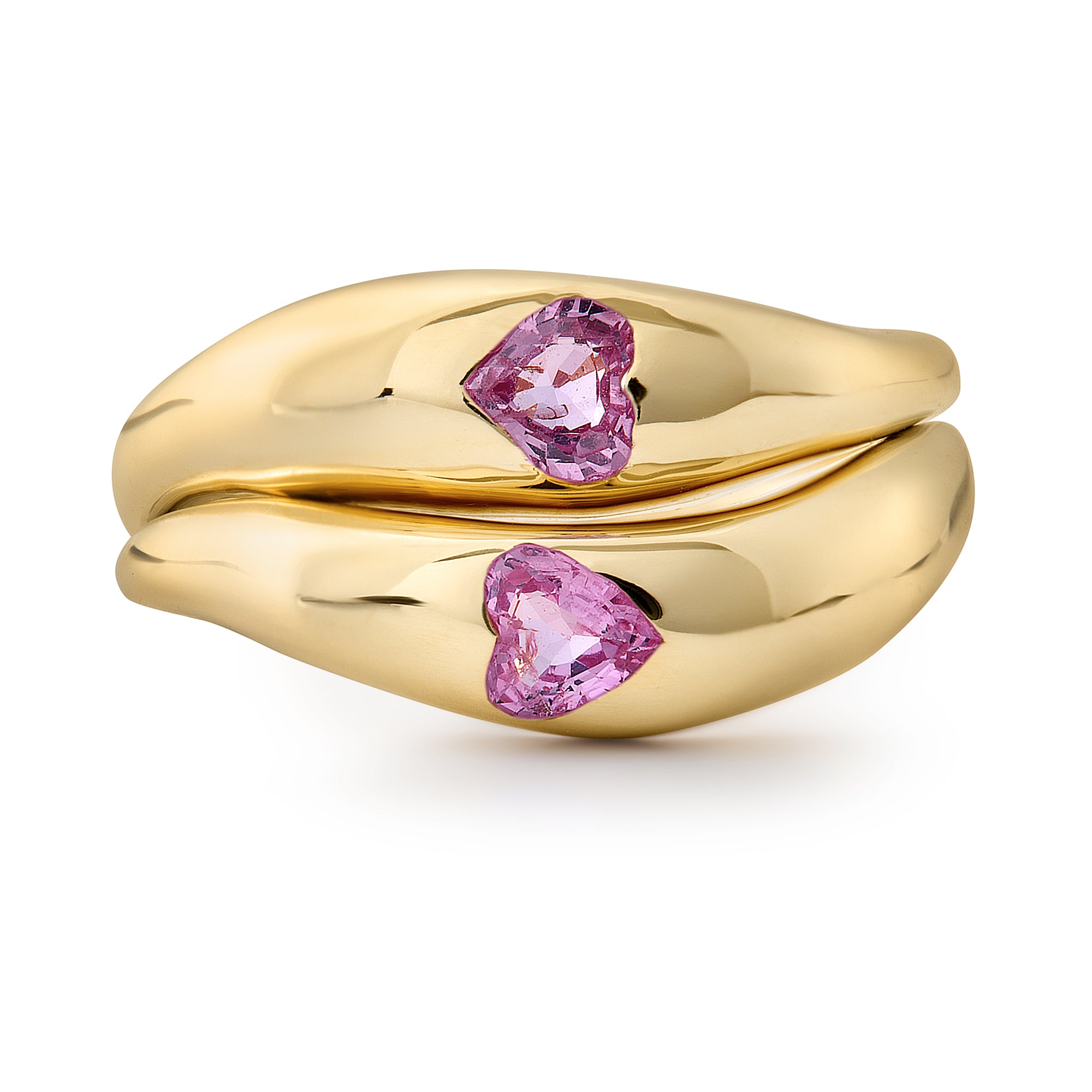 Double Love with Pink Sapphire Hearts image 0